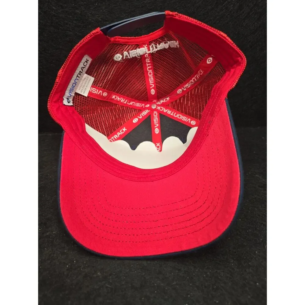 VisionTrack Trucker Hat Blue Red Mens OSFM Snapback Mesh Back NWOT